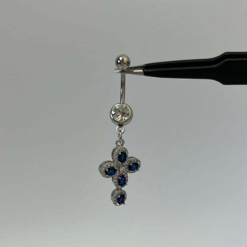 3D Blue Cross Belly Bar