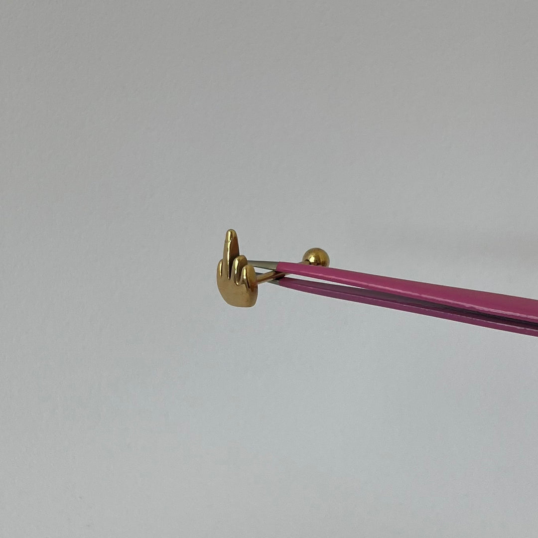 Gold Middle Finger Tongue Bar ILLUSIVE JEWELS