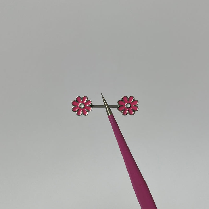 Pink Flower Nipple Bars