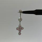 3D Pink Cross Belly Bar