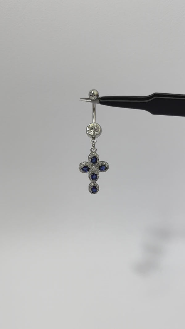 3D Blue Cross Belly Bar