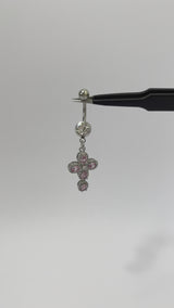 3D Pink Cross Belly Bar